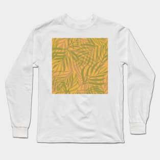 Digital palm leaves pattern in yellow and green Long Sleeve T-Shirt